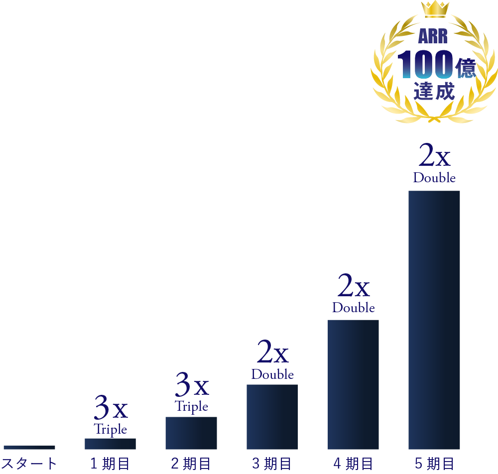 T2D3モデル＝3x・3x・2x・2x・2x= 5年で72倍成長