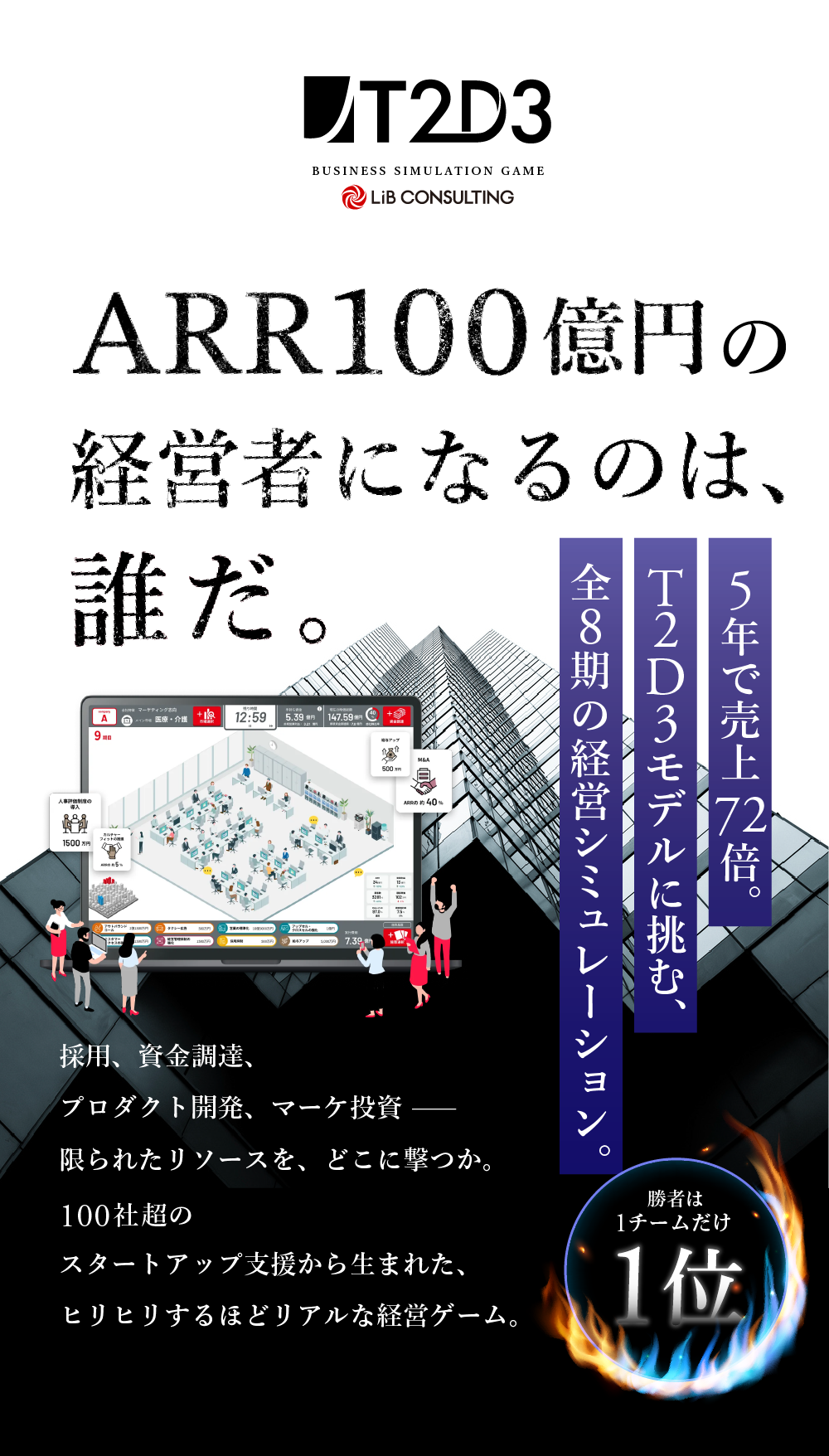 ARR100億円の経営者になるのは誰だ？ 5年で売上72倍。T2D3モデルに挑む、全8期の経営シミュレーション。〈T2D3〉